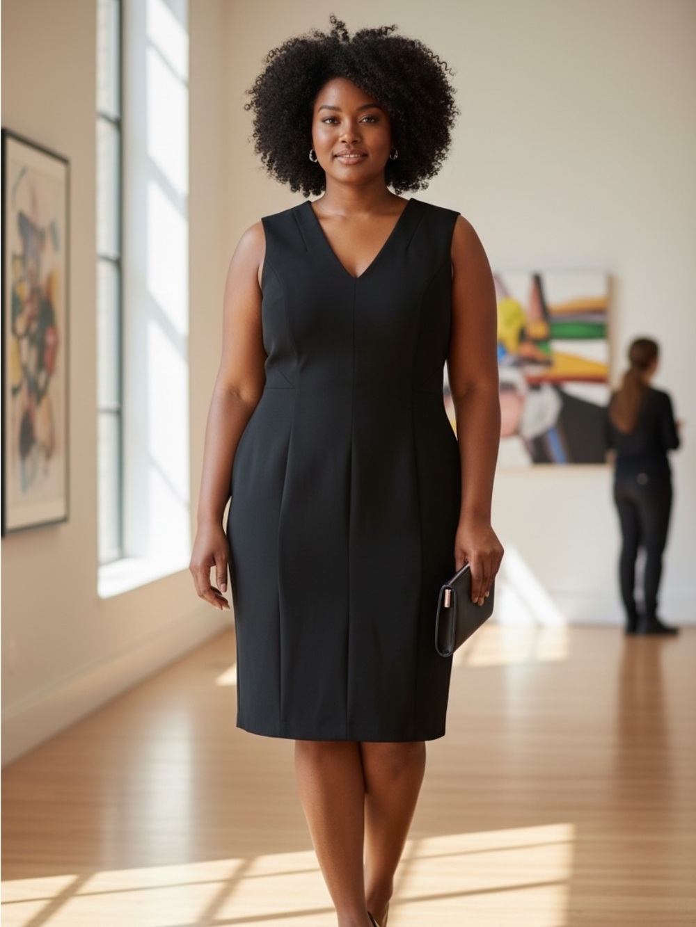WILLOW & THREAD plus size Black Sleeveless V-Neck Sheath Dress size 20